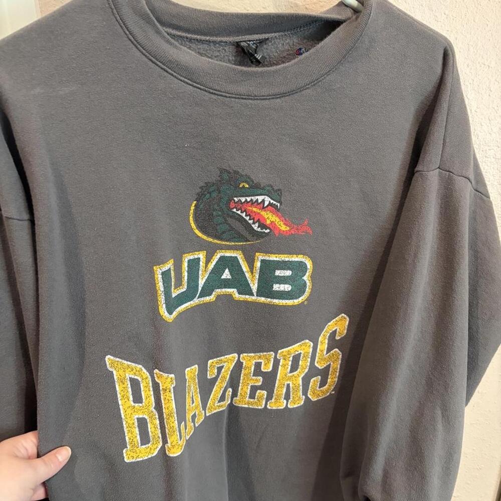 Gray UAB Blazers cotton & polyester crewneck sweatshirt with dragon graphic